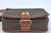 Authentic CELINE Macadam Blason Shoulder Cross Body Bag PVC Leather Brown J1105