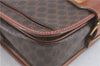 Authentic CELINE Macadam Blason Shoulder Cross Body Bag PVC Leather Brown J1105