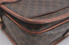 Authentic CELINE Macadam Blason Shoulder Cross Body Bag PVC Leather Brown J1105
