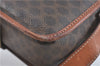 Authentic CELINE Macadam Blason Shoulder Cross Body Bag PVC Leather Brown J1105