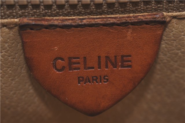 Authentic CELINE Macadam Blason Shoulder Cross Body Bag PVC Leather Brown J1105