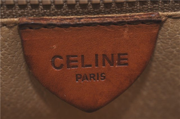 Authentic CELINE Macadam Blason Shoulder Cross Body Bag PVC Leather Brown J1105