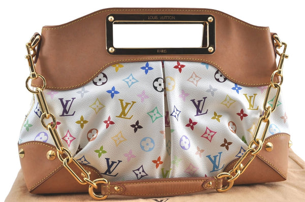 Auth Louis Vuitton Monogram Multicolor Judy MM 2Way Hand Bag M40255 White J1107