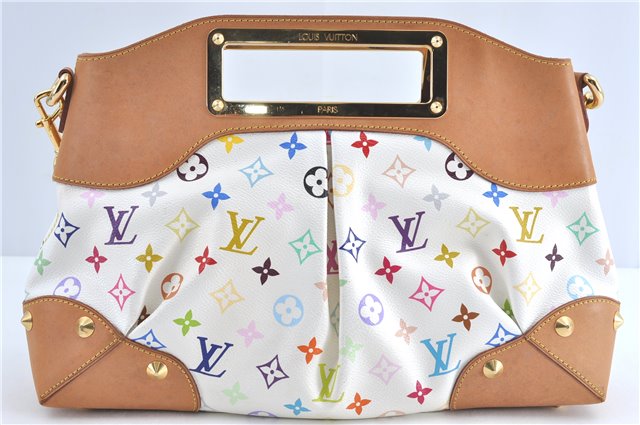 Auth Louis Vuitton Monogram Multicolor Judy MM 2Way Hand Bag M40255 White J1107
