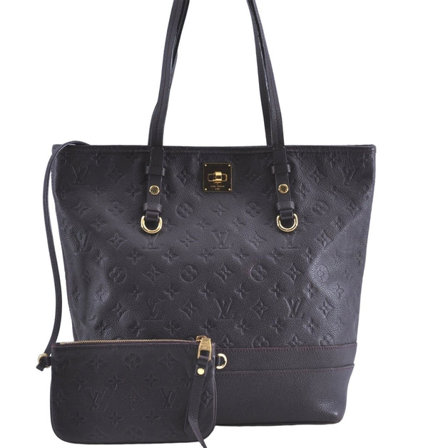 Auth Louis Vuitton Monogram Empreinte Citadine PM Tote Bag M94049 Purple J1108