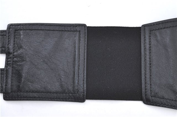 Authentic Christian Dior Belt Pouch Leather Black CD J1126