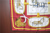 Authentic HERMES Carre 90 Scarf "GRAND APPARAT" Silk Bordeaux Red J1127