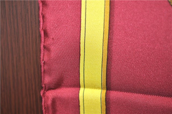 Authentic HERMES Carre 90 Scarf "GRAND APPARAT" Silk Bordeaux Red J1127