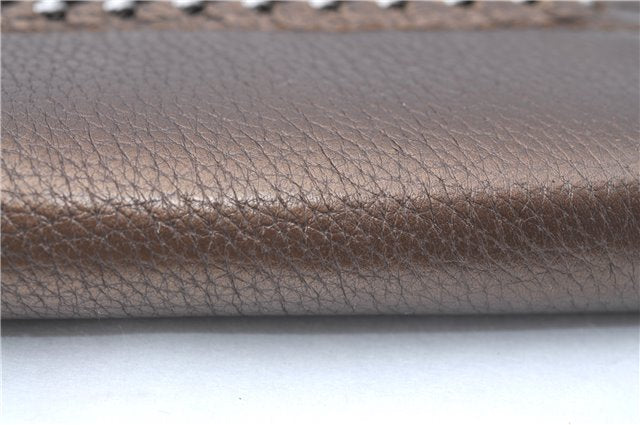 Authentic CHANEL Calf Skin Long Wallet Purse CC Logo Brown J1131