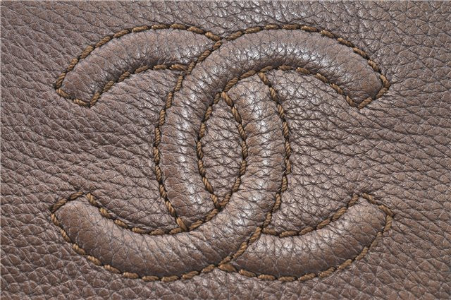 Authentic CHANEL Calf Skin Long Wallet Purse CC Logo Brown J1131