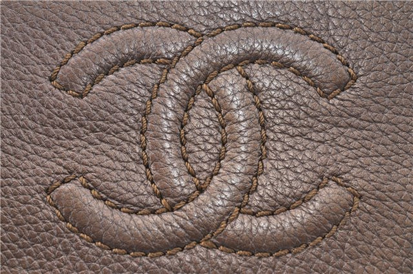 Authentic CHANEL Calf Skin Long Wallet Purse CC Logo Brown J1131