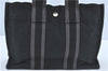 Authentic HERMES Fourre Tout PM Hand Tote Bag Canvas Black Gray J1137