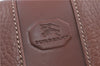 Authentic BURBERRY Vintage Leather Clutch Hand Bag Purse Brown J1158