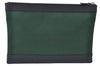 Auth BALENCIAGA Navy Clip M Clutch Hand Bag Canvas Leather 373834 Green J1161