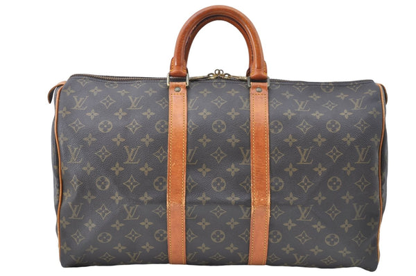 Authentic Louis Vuitton Monogram Keepall 45 Travel Boston Bag M41428 LV J1164