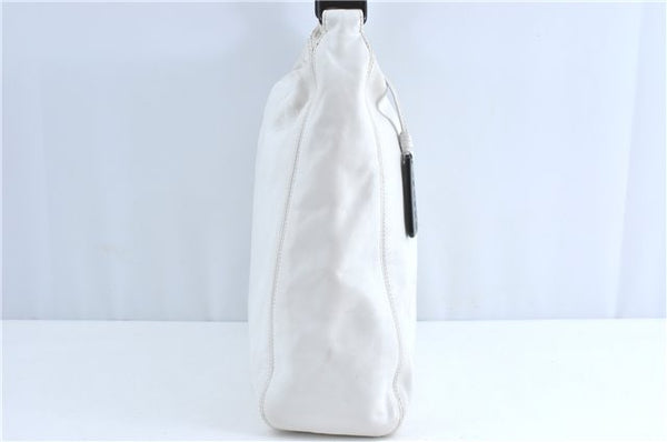 Authentic CHANEL Calf Skin Plastic CC Logo Shoulder Hand Bag White J1170