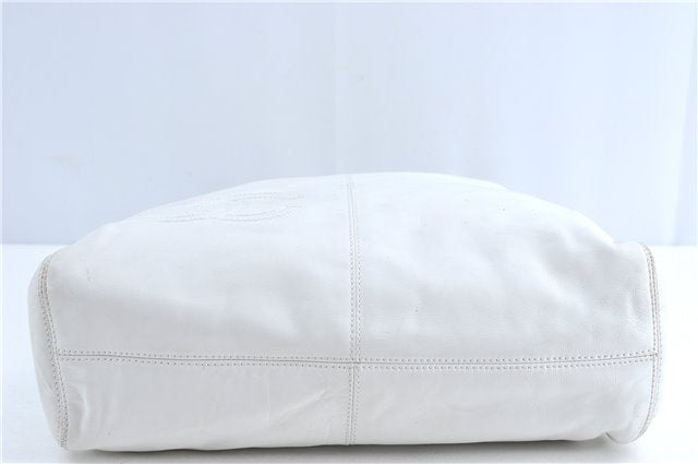 Authentic CHANEL Calf Skin Plastic CC Logo Shoulder Hand Bag White J1170