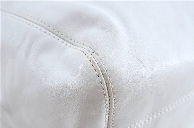 Authentic CHANEL Calf Skin Plastic CC Logo Shoulder Hand Bag White J1170