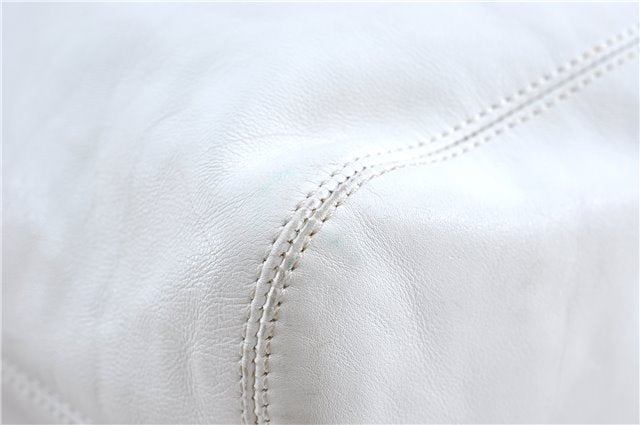 Authentic CHANEL Calf Skin Plastic CC Logo Shoulder Hand Bag White J1170