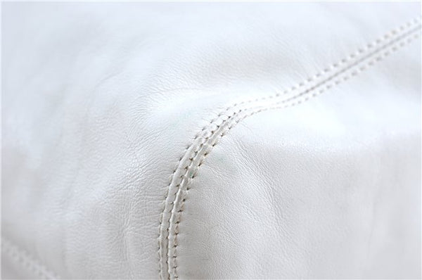 Authentic CHANEL Calf Skin Plastic CC Logo Shoulder Hand Bag White J1170