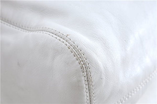 Authentic CHANEL Calf Skin Plastic CC Logo Shoulder Hand Bag White J1170
