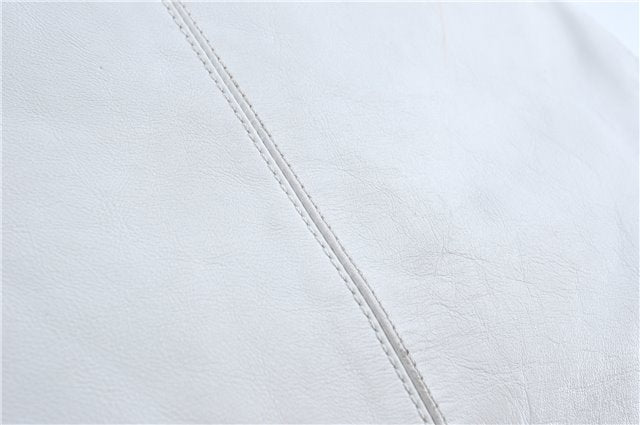 Authentic CHANEL Calf Skin Plastic CC Logo Shoulder Hand Bag White J1170