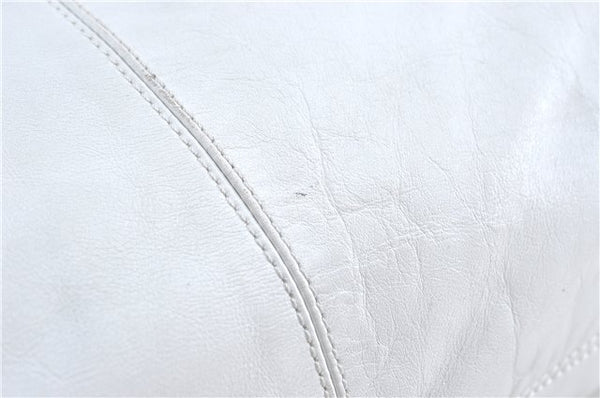 Authentic CHANEL Calf Skin Plastic CC Logo Shoulder Hand Bag White J1170