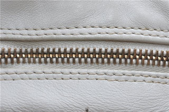 Authentic CHANEL Calf Skin Plastic CC Logo Shoulder Hand Bag White J1170