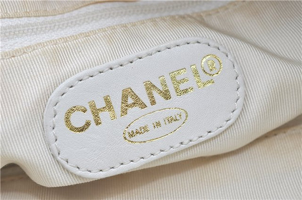 Authentic CHANEL Calf Skin Plastic CC Logo Shoulder Hand Bag White J1170