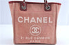 Authentic CHANEL Deauville Line CC Shoulder Tote Bag Canvas Leather Pink J1177