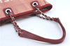 Authentic CHANEL Deauville Line CC Shoulder Tote Bag Canvas Leather Pink J1177