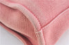 Authentic CHANEL Deauville Line CC Shoulder Tote Bag Canvas Leather Pink J1177
