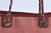 Authentic CHANEL Deauville Line CC Shoulder Tote Bag Canvas Leather Pink J1177