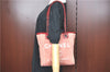 Authentic CHANEL Deauville Line CC Shoulder Tote Bag Canvas Leather Pink J1177