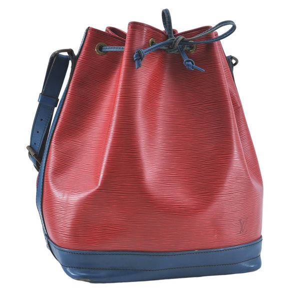 Authentic Louis Vuitton Epi Noe Bi-color Red x Blue Shoulder Bag M44084 LV J1181