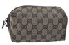 Authentic GUCCI Pouch Purse GG Canvas Leather 0391117 Black J1187