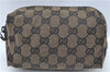 Authentic GUCCI Pouch Purse GG Canvas Leather 0391117 Black J1187