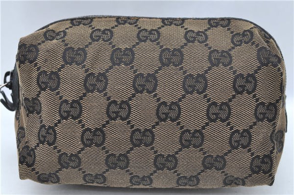 Authentic GUCCI Pouch Purse GG Canvas Leather 0391117 Black J1187