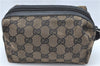 Authentic GUCCI Pouch Purse GG Canvas Leather 0391117 Black J1187