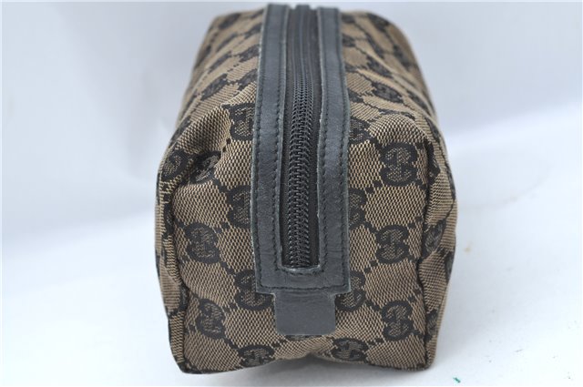 Authentic GUCCI Pouch Purse GG Canvas Leather 0391117 Black J1187