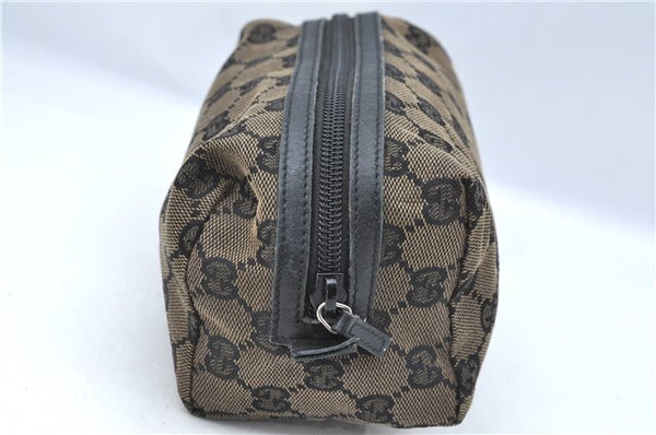 Authentic GUCCI Pouch Purse GG Canvas Leather 0391117 Black J1187