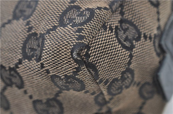 Authentic GUCCI Pouch Purse GG Canvas Leather 0391117 Black J1187