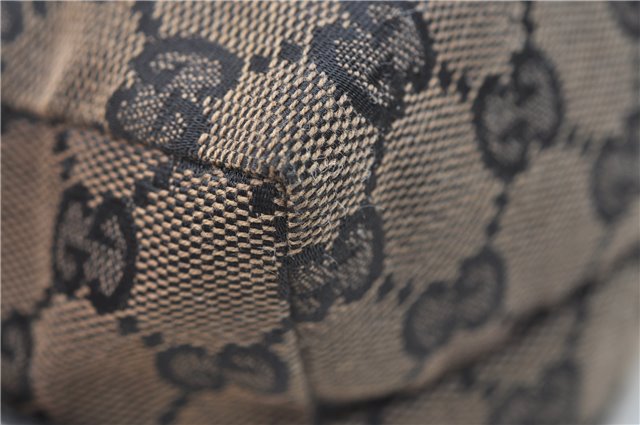 Authentic GUCCI Pouch Purse GG Canvas Leather 0391117 Black J1187