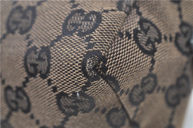 Authentic GUCCI Pouch Purse GG Canvas Leather 0391117 Black J1187