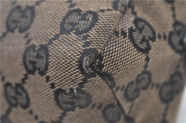 Authentic GUCCI Pouch Purse GG Canvas Leather 0391117 Black J1187