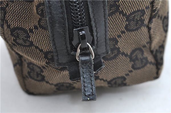 Authentic GUCCI Pouch Purse GG Canvas Leather 0391117 Black J1187