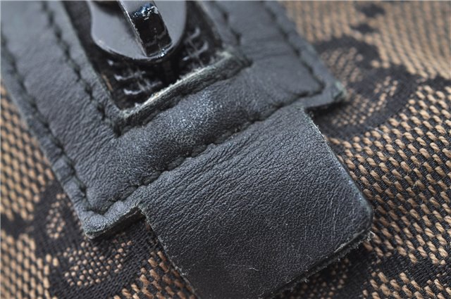 Authentic GUCCI Pouch Purse GG Canvas Leather 0391117 Black J1187