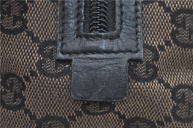 Authentic GUCCI Pouch Purse GG Canvas Leather 0391117 Black J1187