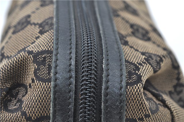 Authentic GUCCI Pouch Purse GG Canvas Leather 0391117 Black J1187