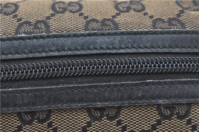 Authentic GUCCI Pouch Purse GG Canvas Leather 0391117 Black J1187